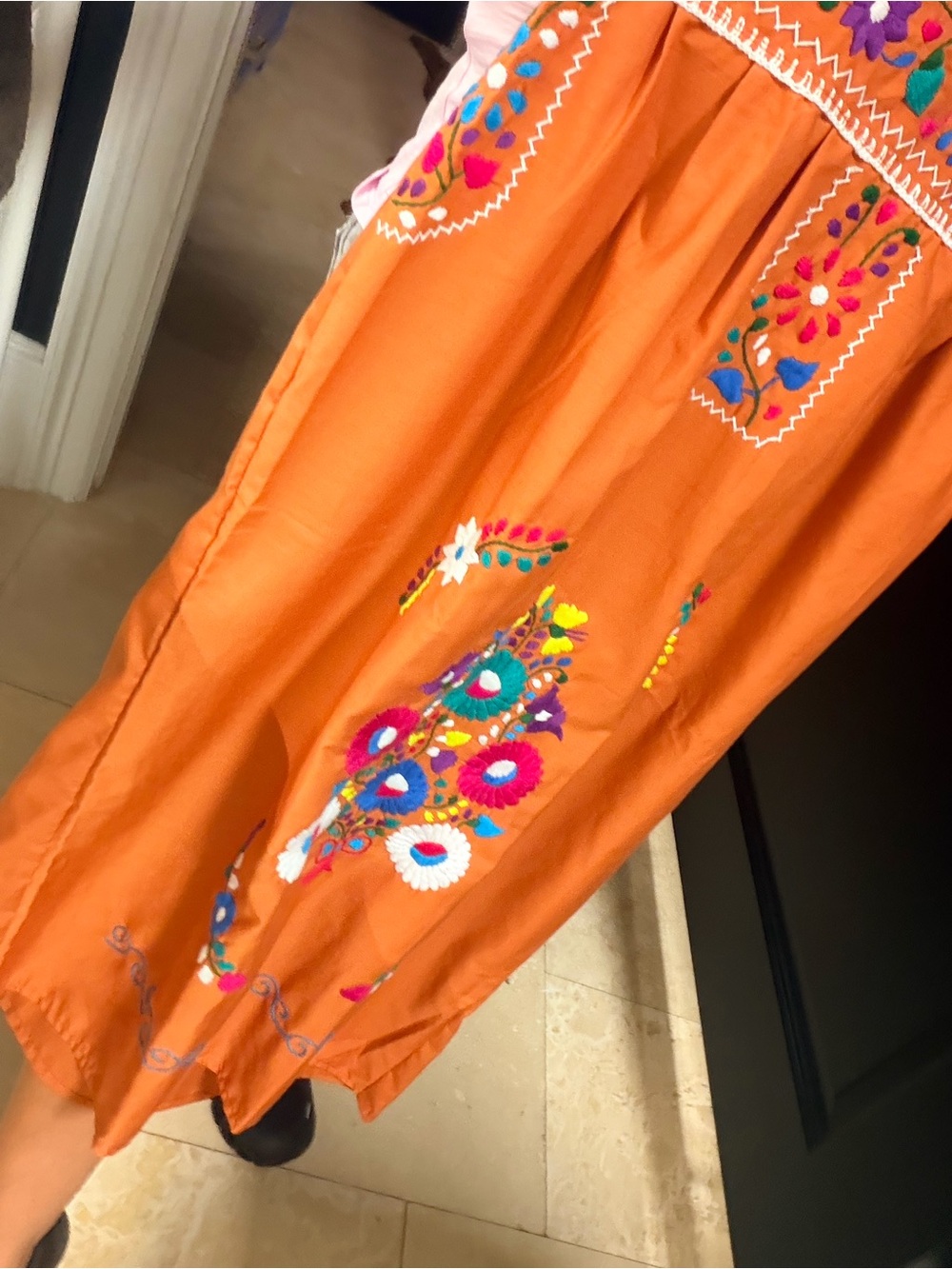 Embroidered Orange Floral Sundress - Picture 5 of 5